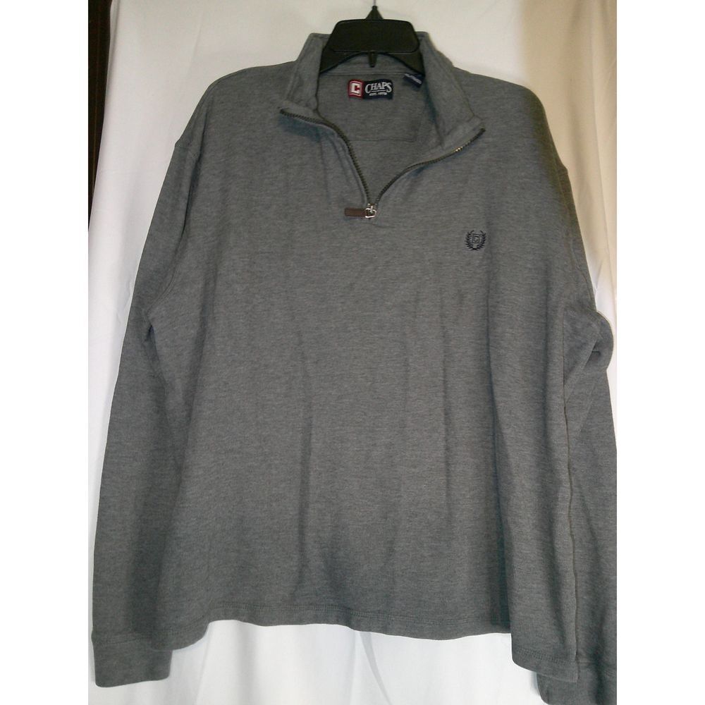 Chaps Gray Quarter-Zip Pullover‎ Sweater Casual Classic XXL